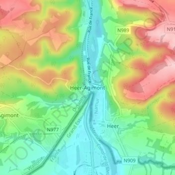 Heer-Agimont topographic map, elevation, terrain