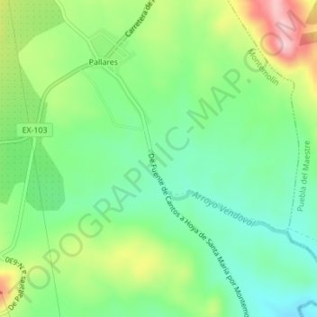 El Espartero topographic map, elevation, terrain