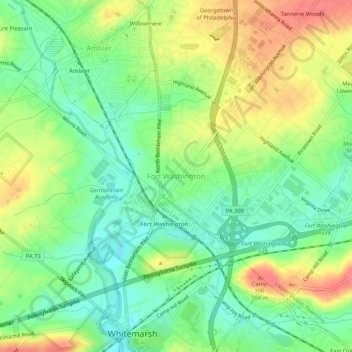 Fort Washington topographic map, elevation, terrain