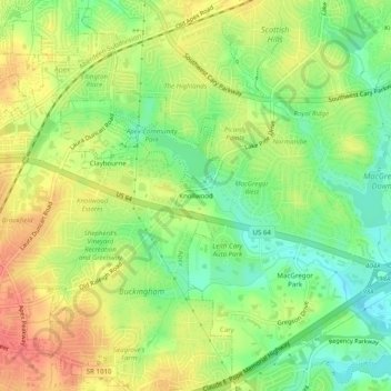 Knollwood topographic map, elevation, terrain