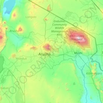 Songoro Ward topographic map, elevation, terrain
