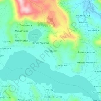 Mangabe topographic map, elevation, terrain