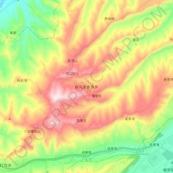 井沟东乡族乡 topographic map, elevation, terrain