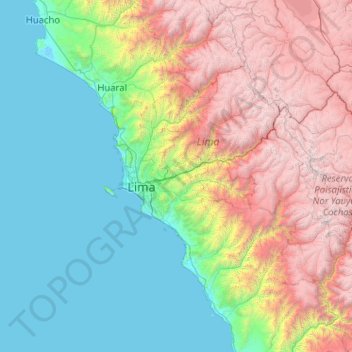 Province of Lima topographic map, elevation, terrain
