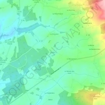 Churin topographic map, elevation, terrain