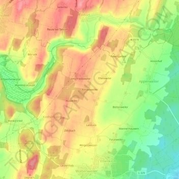 Batzenweiler topographic map, elevation, terrain