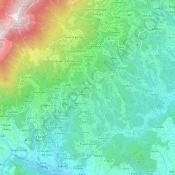 Giardino topographic map, elevation, terrain