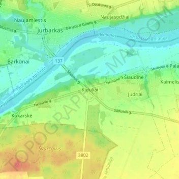 Kiduliai topographic map, elevation, terrain
