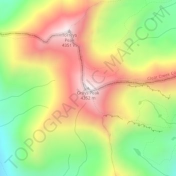 Grays Peak topographic map, elevation, terrain