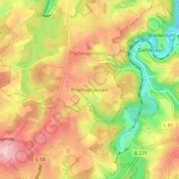 Frielinghausen topographic map, elevation, terrain
