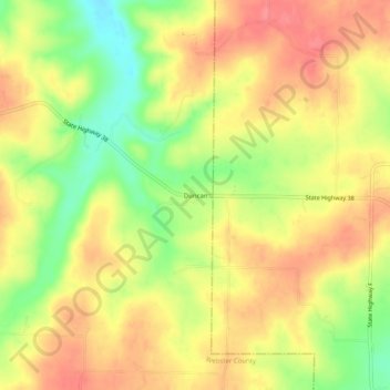 Duncan topographic map, elevation, terrain