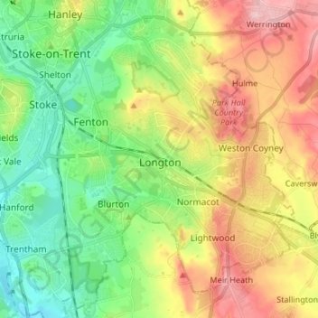 Longton topographic map, elevation, terrain