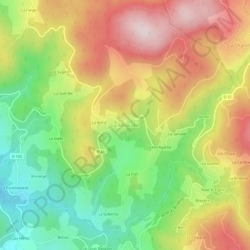 La Renaudie topographic map, elevation, terrain