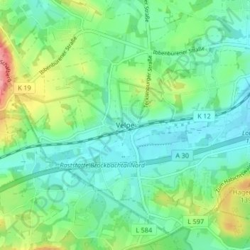 Velpe topographic map, elevation, terrain