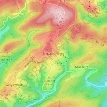 Neuastenberg topographic map, elevation, terrain
