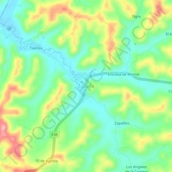 Zapallo topographic map, elevation, terrain