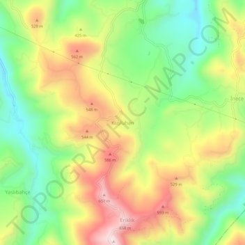 Kuşluhan topographic map, elevation, terrain
