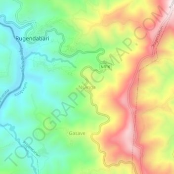 Nsanga topographic map, elevation, terrain