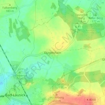 Etzoldshain topographic map, elevation, terrain