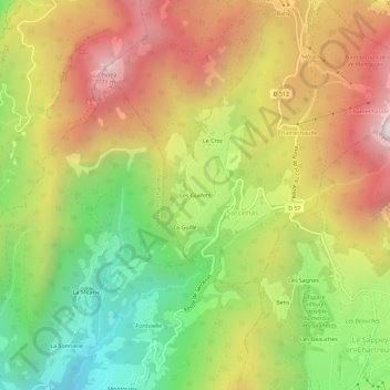 Les Guillets topographic map, elevation, terrain