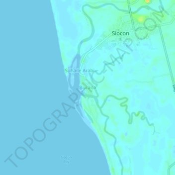 Bucana topographic map, elevation, terrain