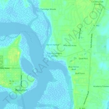 Colony Gardens Estates topographic map, elevation, terrain
