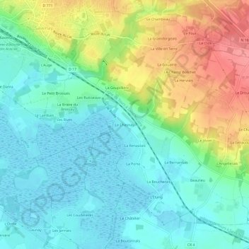 Le Chesnay topographic map, elevation, terrain