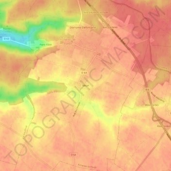 Meun topographic map, elevation, terrain