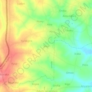 Sisia topographic map, elevation, terrain