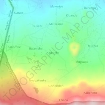 Kagandu topographic map, elevation, terrain