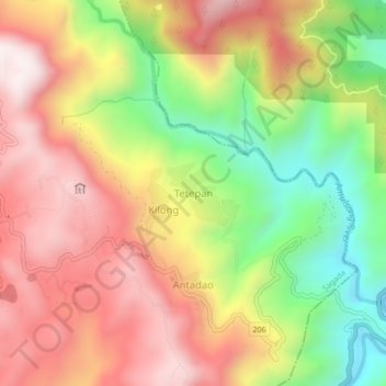 Tetepan topographic map, elevation, terrain