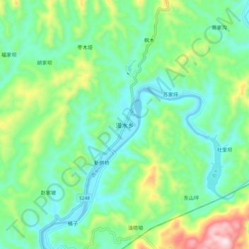 漫水乡 topographic map, elevation, terrain