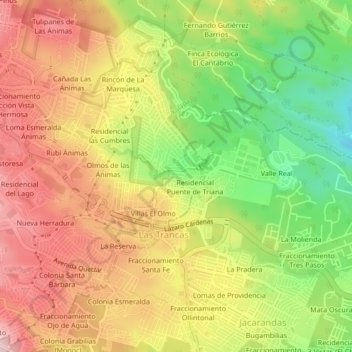 El Vergel topographic map, elevation, terrain