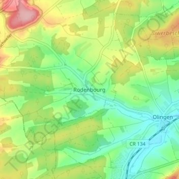 Rodenbourg topographic map, elevation, terrain
