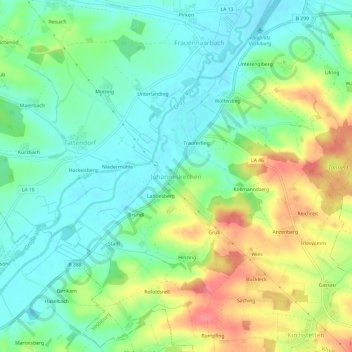 Johanneskirchen topographic map, elevation, terrain