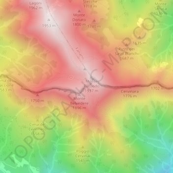 Libro Aperto topographic map, elevation, terrain