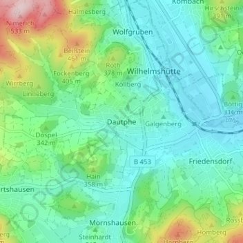 Dautphe topographic map, elevation, terrain