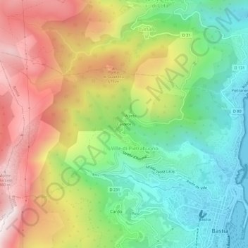 Cardete topographic map, elevation, terrain
