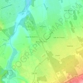 Brejos de Azeitão topographic map, elevation, terrain