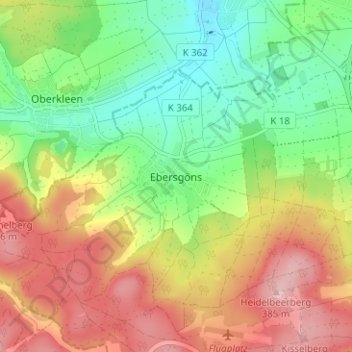 Ebersgöns topographic map, elevation, terrain