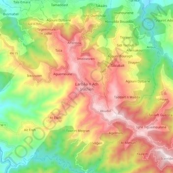 Larbaa Nath Irathen topographic map, elevation, terrain