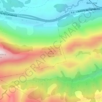 Baua topographic map, elevation, terrain