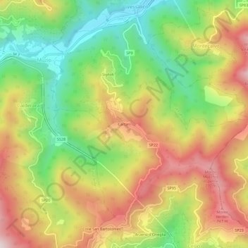 Cartari topographic map, elevation, terrain