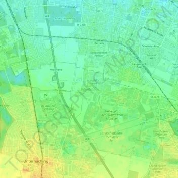Unterbiberg topographic map, elevation, terrain