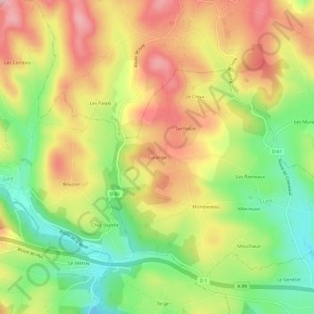 Lurange topographic map, elevation, terrain
