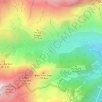 Source des Artigues topographic map, elevation, terrain