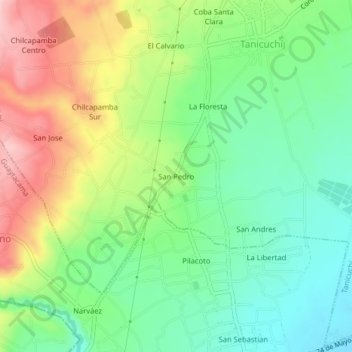San Pedro topographic map, elevation, terrain