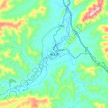 Meicheng topographic map, elevation, terrain