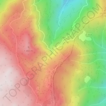 Poço do Inferno topographic map, elevation, terrain