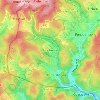 Alte Heide topographic map, elevation, terrain